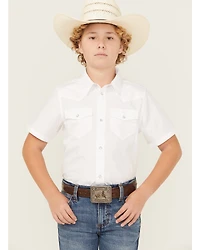 Gibson Trading Co Boys' Solid Short Sleeve Pearl Snap Western Shirt