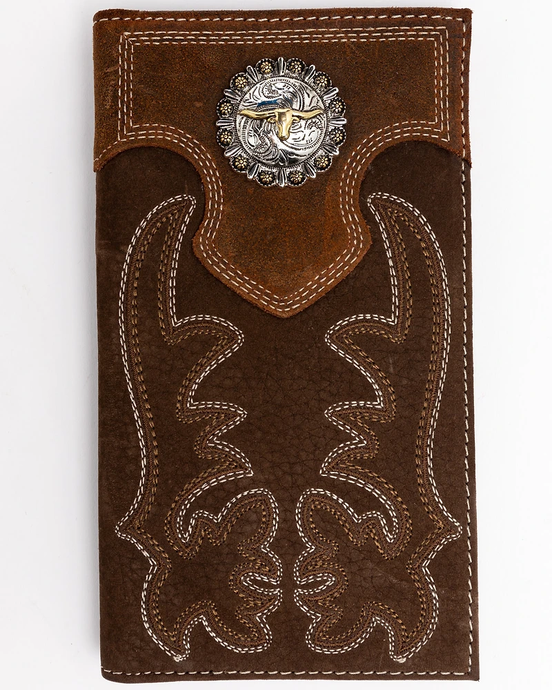 Cody James Men's Boot Stitch Long Horn Leather Checkbook Wallet