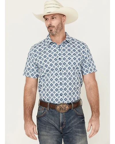 Gibson Trading Co Men's Bowling Alley Medallion Short Sleeve Button-Down Stretch Western Shirt