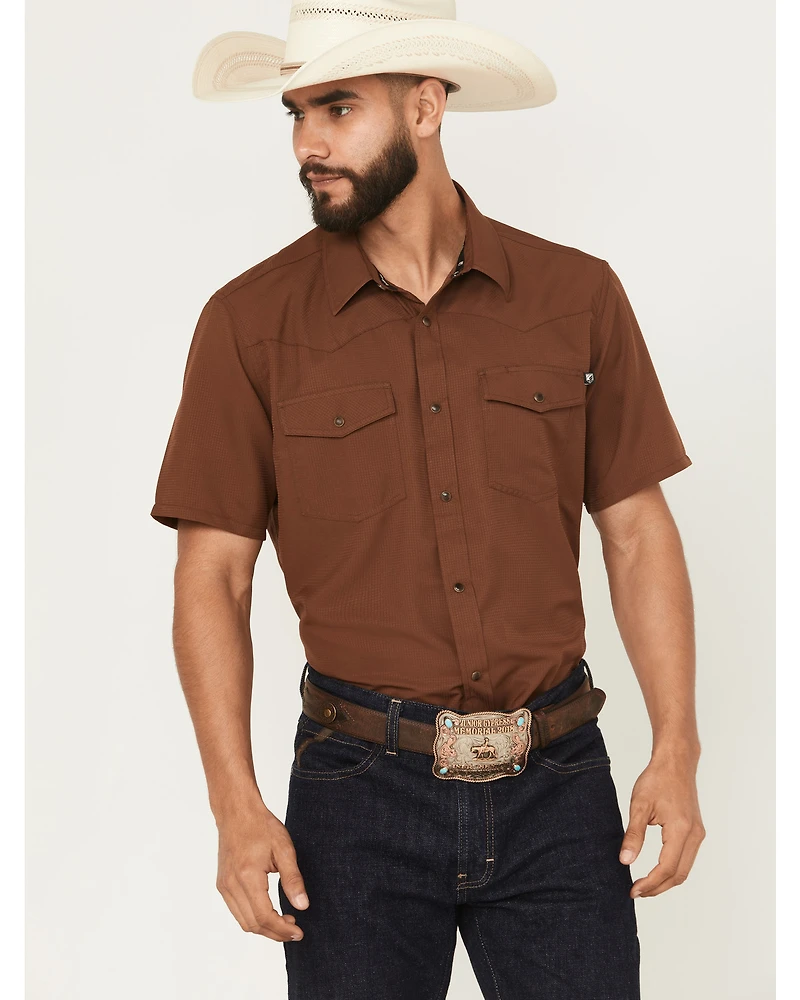 RANK 45® Men's Ridge Solid Short Sleeve Snap Performance Shirt