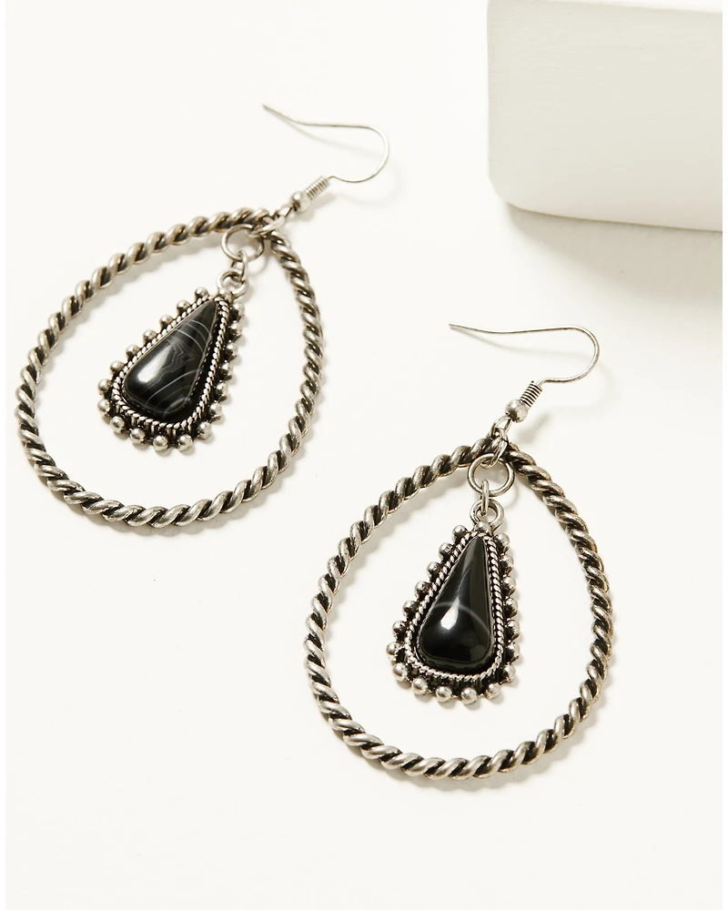 Shyanne Women's Strawberry Skies Black Onyx Teardrop Earrings