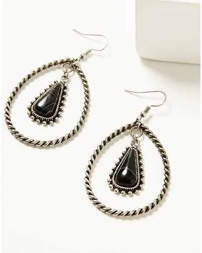 Shyanne Women's Strawberry Skies Black Onyx Teardrop Earrings