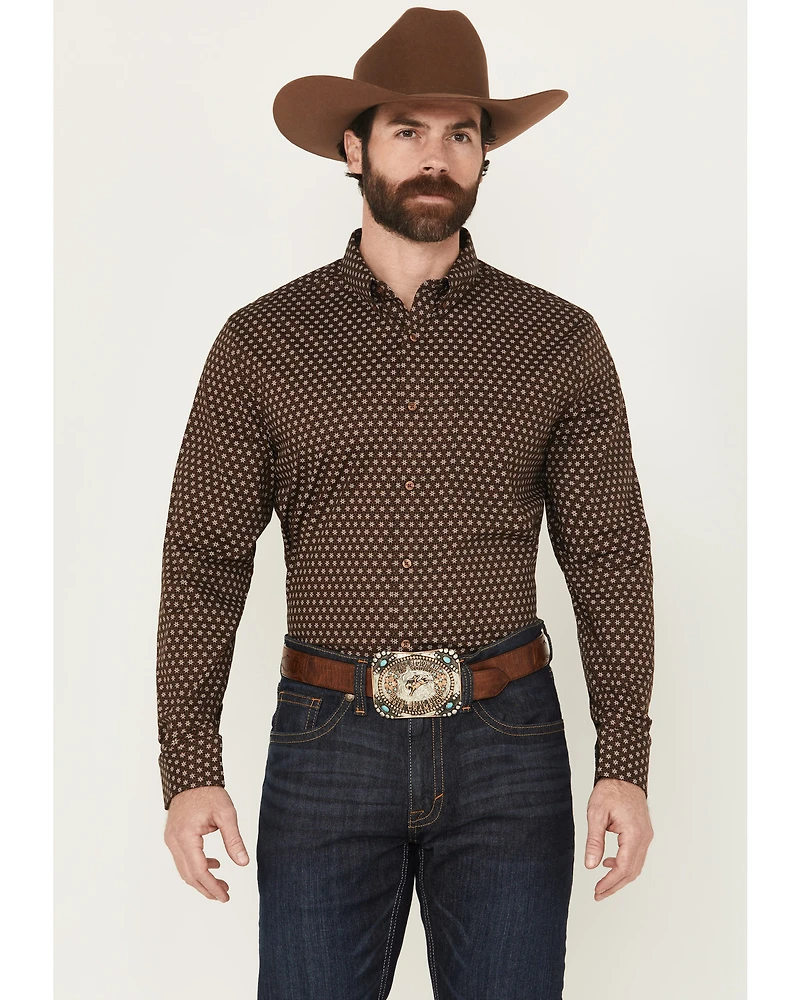 Cody James Men's Sebastian Geo Print Long Sleeve Button-Down Stretch Western Shirt
