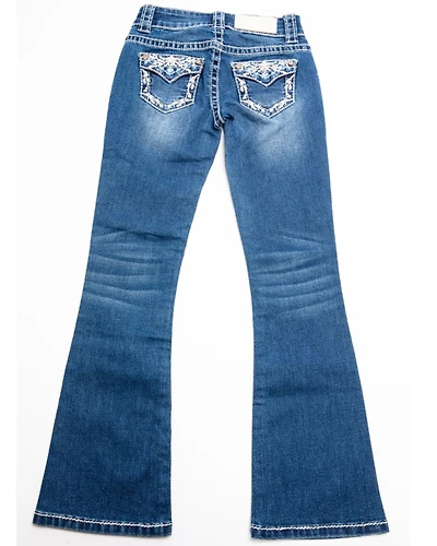 Shyanne Girls' Medium Wash Swirl Floral Embroidered Bootcut Jeans