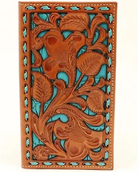Nocona Men's Filigree With Turquoise Underlay Wallet