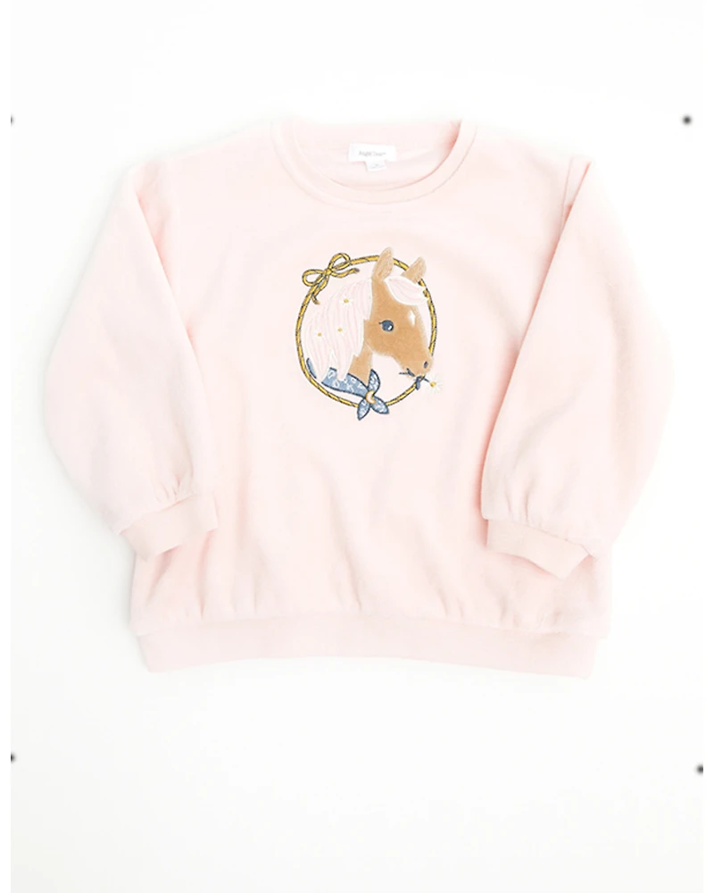 Angel Dear Toddler Girls' Velour Horse Pullover Sweater
