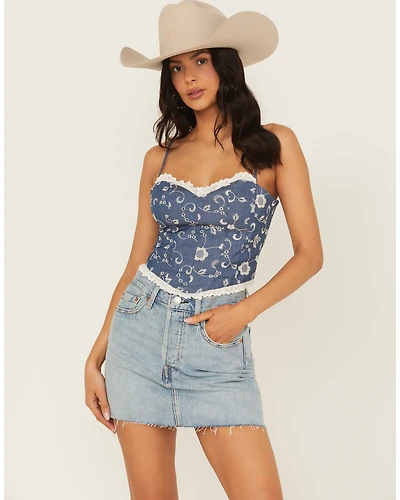 Shyanne Women's Embroidered Denim Corset