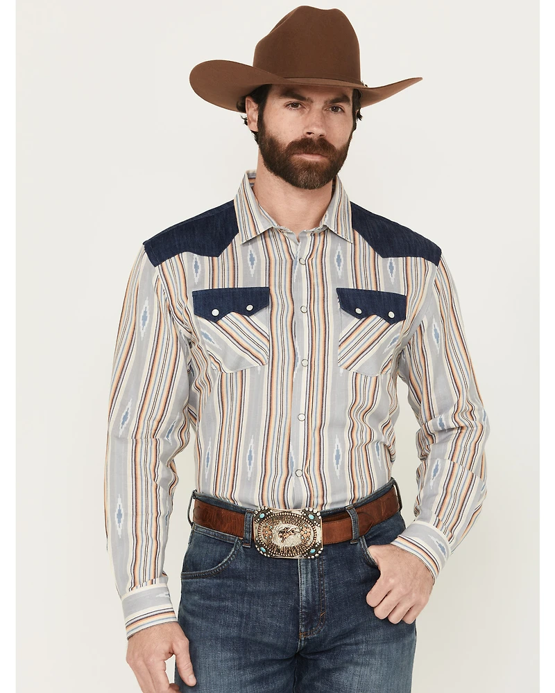 Panhandle Men's Southwestern Striped Long Sleeve Snap Western Shirt