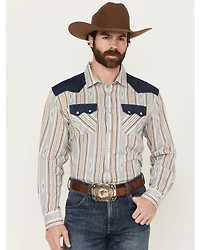 Panhandle Men's Southwestern Striped Long Sleeve Snap Western Shirt