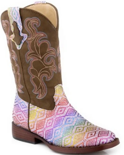 Roper Little Girls' Glitter Maya Western Boots - Broad Square Toe