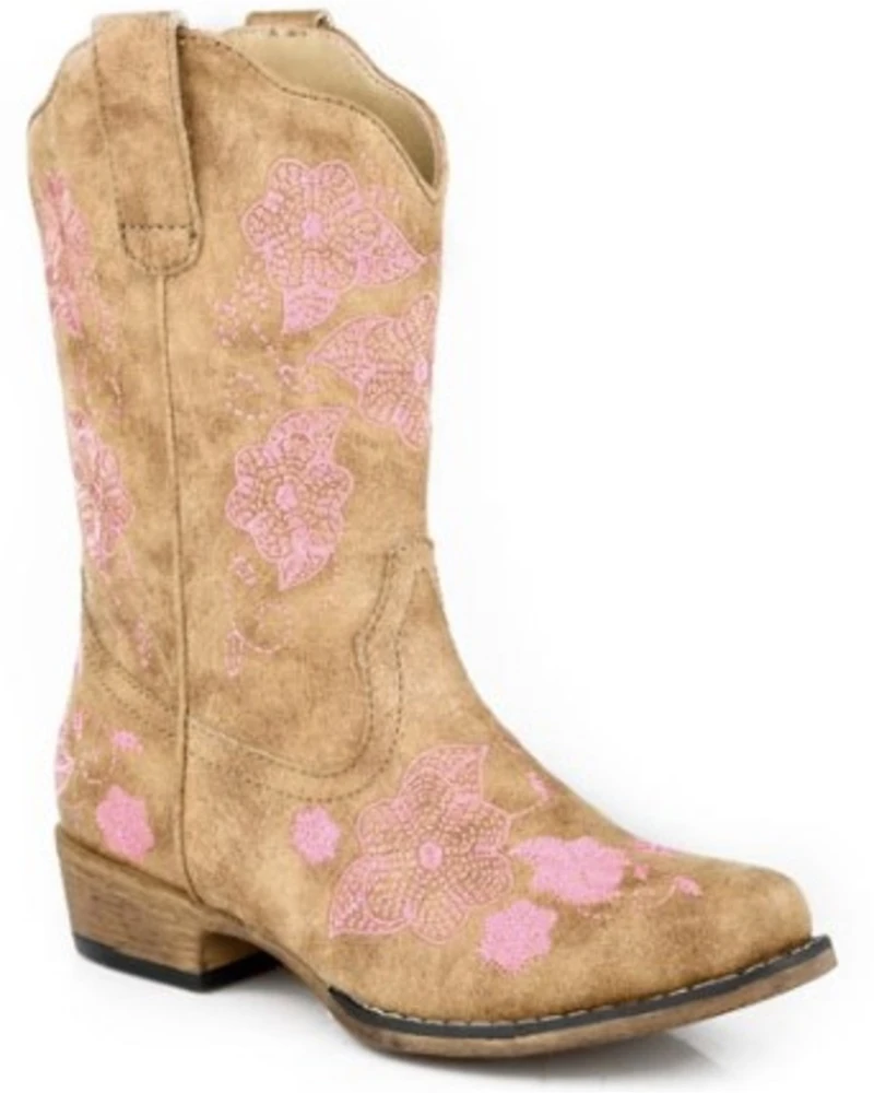 Roper Little Girls' Riley Flowers Western Boots - Square Toe