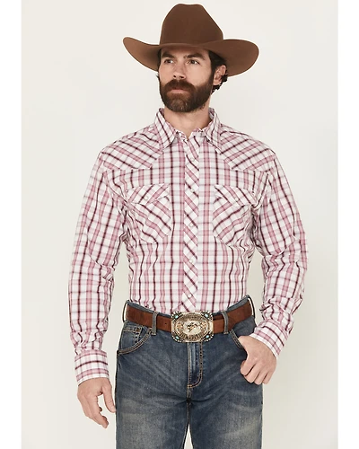 Wrangler Men's 20X Plaid Print Long Sleeve Button-Down Stretch Western Shirt - Tall