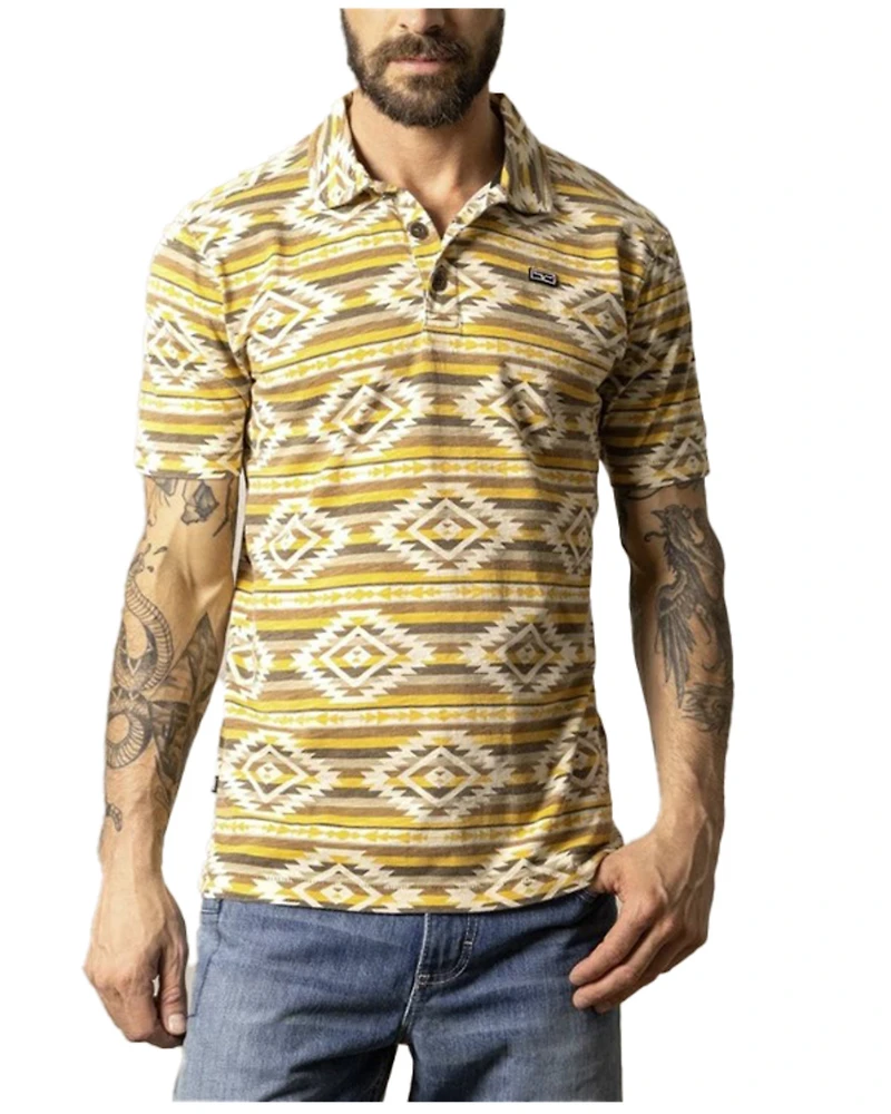 Kimes Ranch Men' Tulum Southwestern Print Short Sleeve Button-Down Polo Shirt