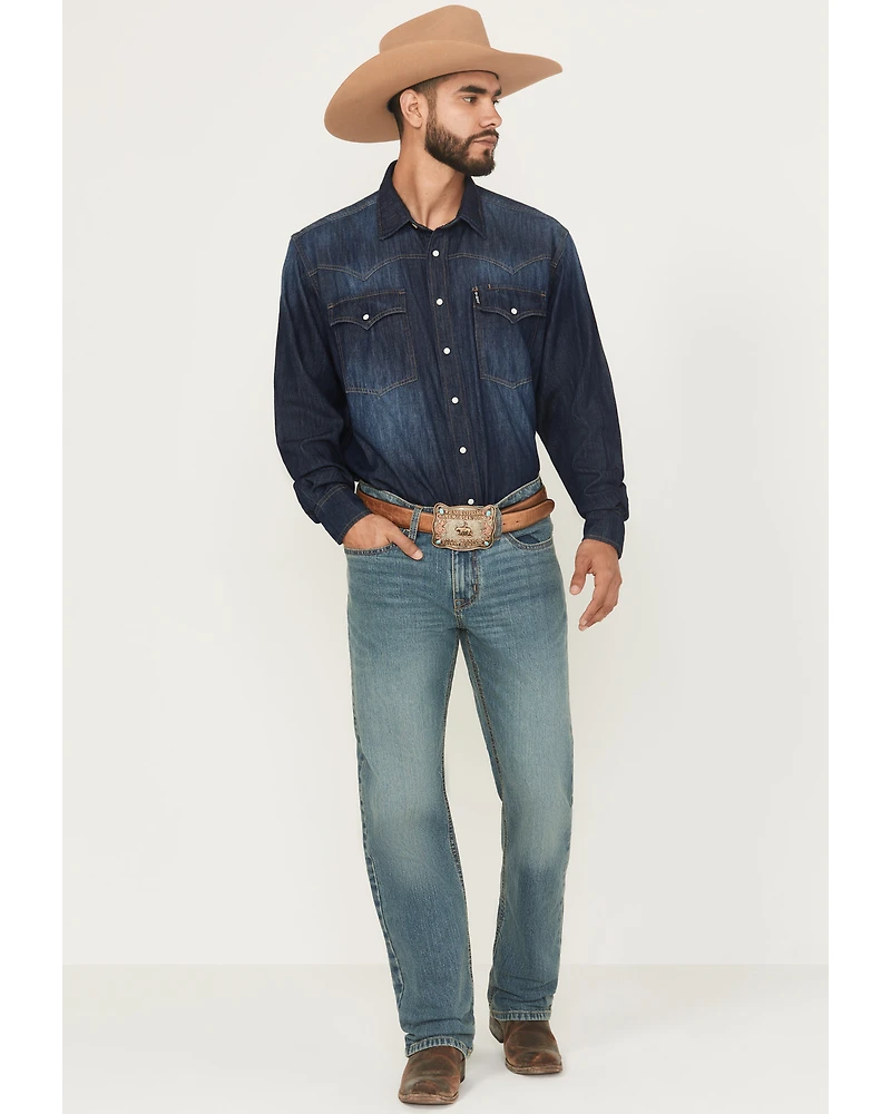 Cinch Men's Medium Wash Relaxed Bootcut Performance Stretch Denim Jeans