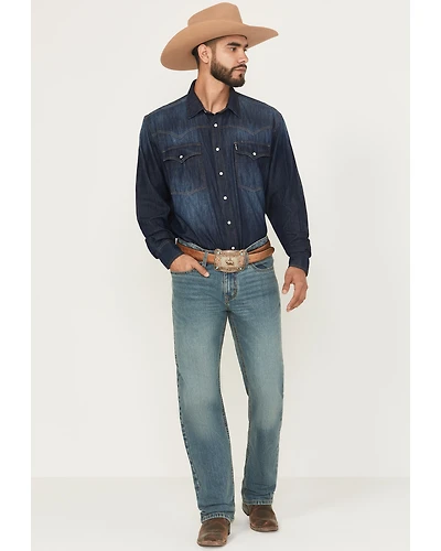 Cinch Men's Medium Wash Relaxed Bootcut Performance Stretch Denim Jeans