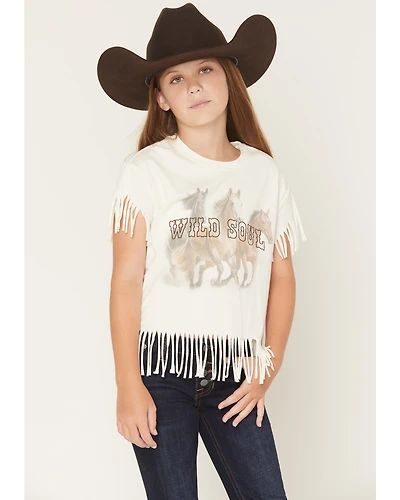 Shyanne Girls' Wild Soul Short Sleeve Fringe Graphic Tee