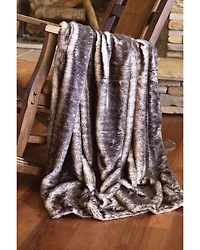 Carstens Home Dark Grey Tipped Fox Faux Fur Throw Blanket