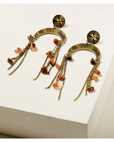 Shyanne Women's Gold Dangle Crescent Earrings