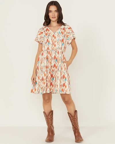 Ariat Women's Delilah Southwestern Print Short Sleeve Mini Dress