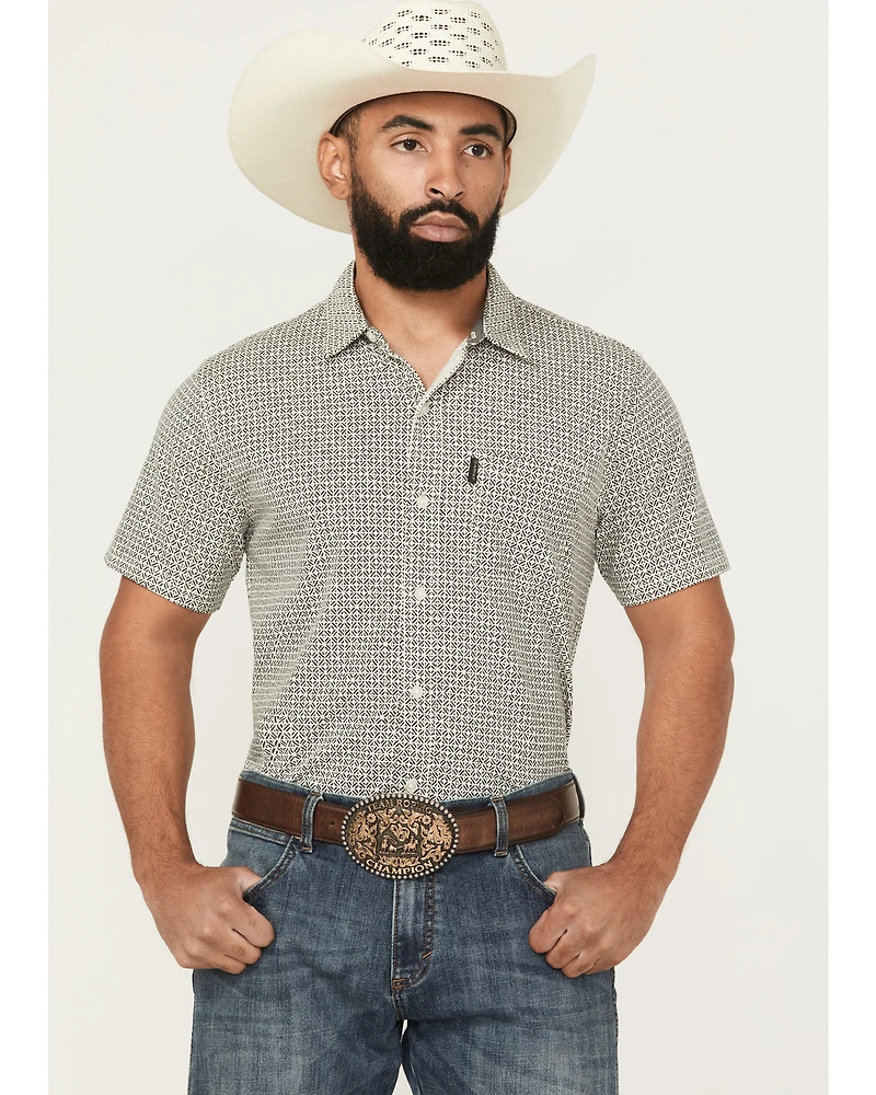 Ariat Men's Fitted Retro Checkered Print Short Sleeve Button-Down Western Shirt