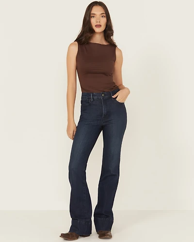 Good American Women's Classic Dark Wash High Rise Bootcut Stretch Denim Jeans