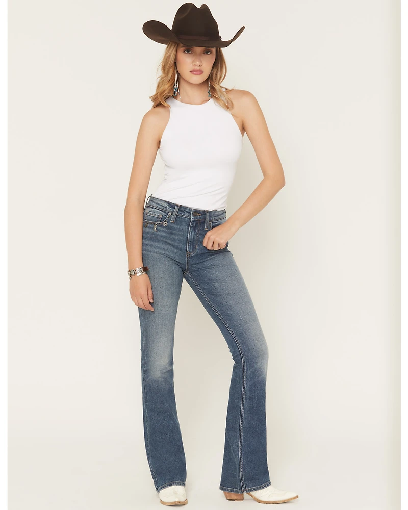 Shyanne Women's Ivy Medium Wash High Rise Bootcut Stretch Denim Jeans