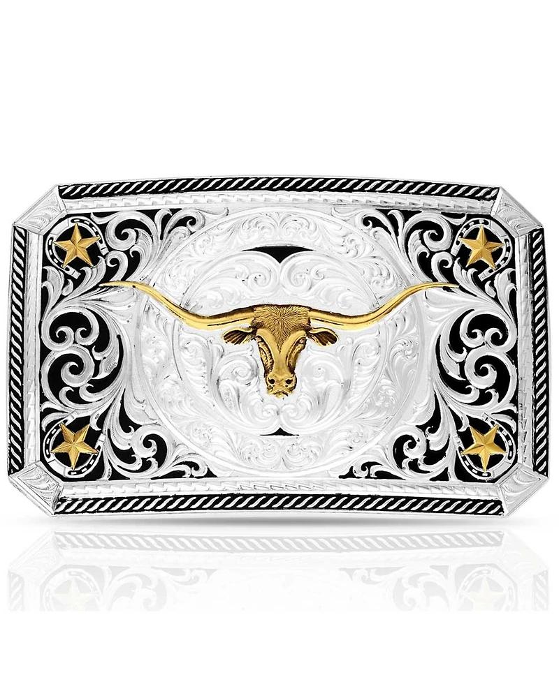Montana Silversmiths Men's Longhorn Cattle Drive Belt Buckle