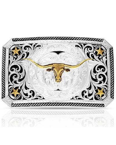 Montana Silversmiths Men's Longhorn Cattle Drive Belt Buckle