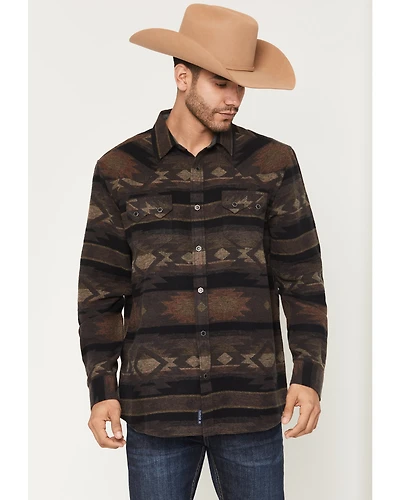 Moonshine Spirit Men's Denver Tonal Southwestern Print Long Sleeve Snap Flannel Shirt