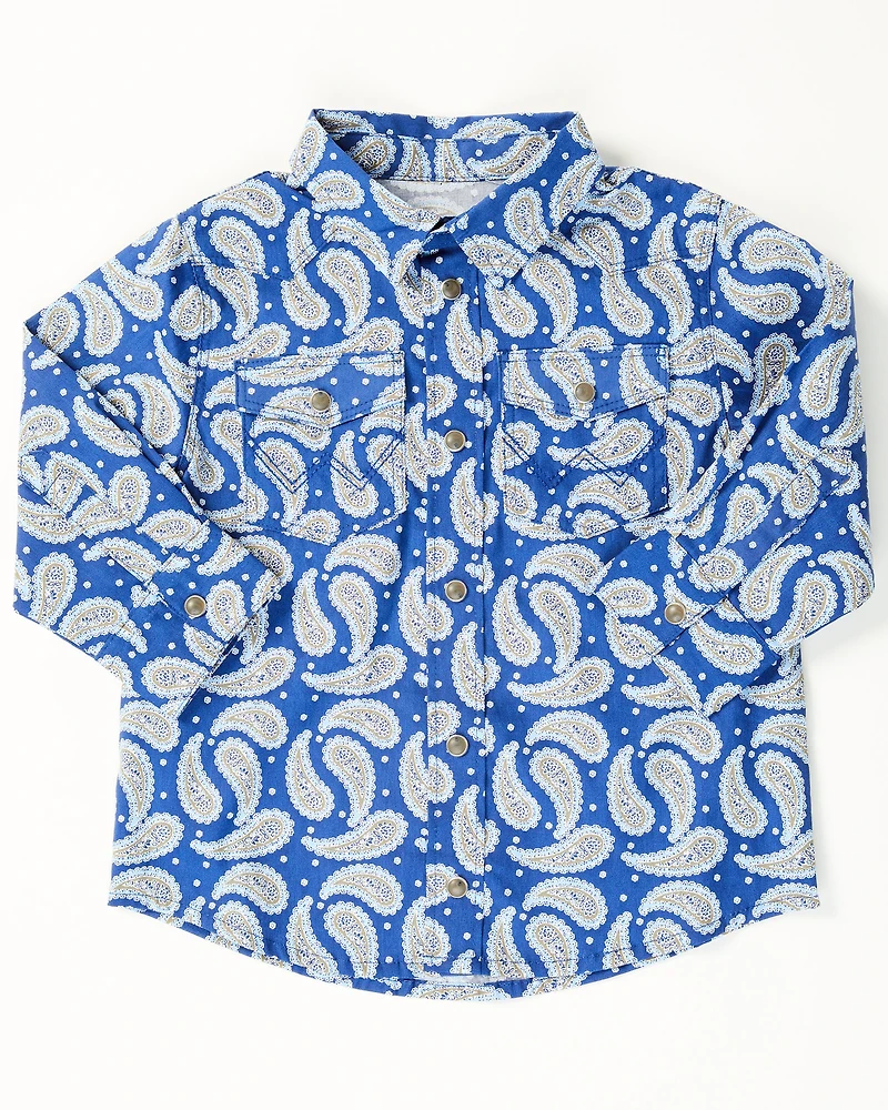 Wrangler Toddler Boys' Paisley Print Long Sleeve Snap Western Shirt