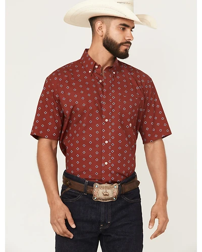 Roper Men's Amarillo Geo Print Short Sleeve Button-Down Western Shirt