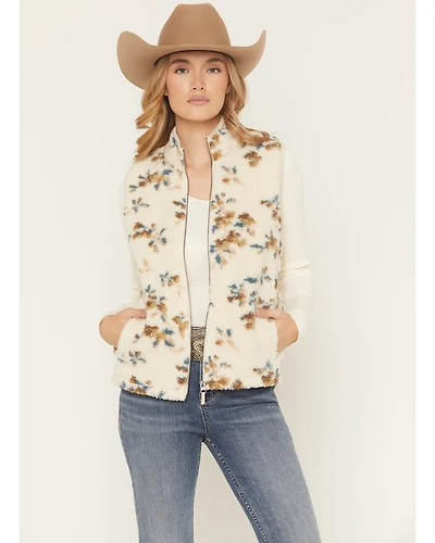 Shyanne Women's Floral Print Sherpa Vest