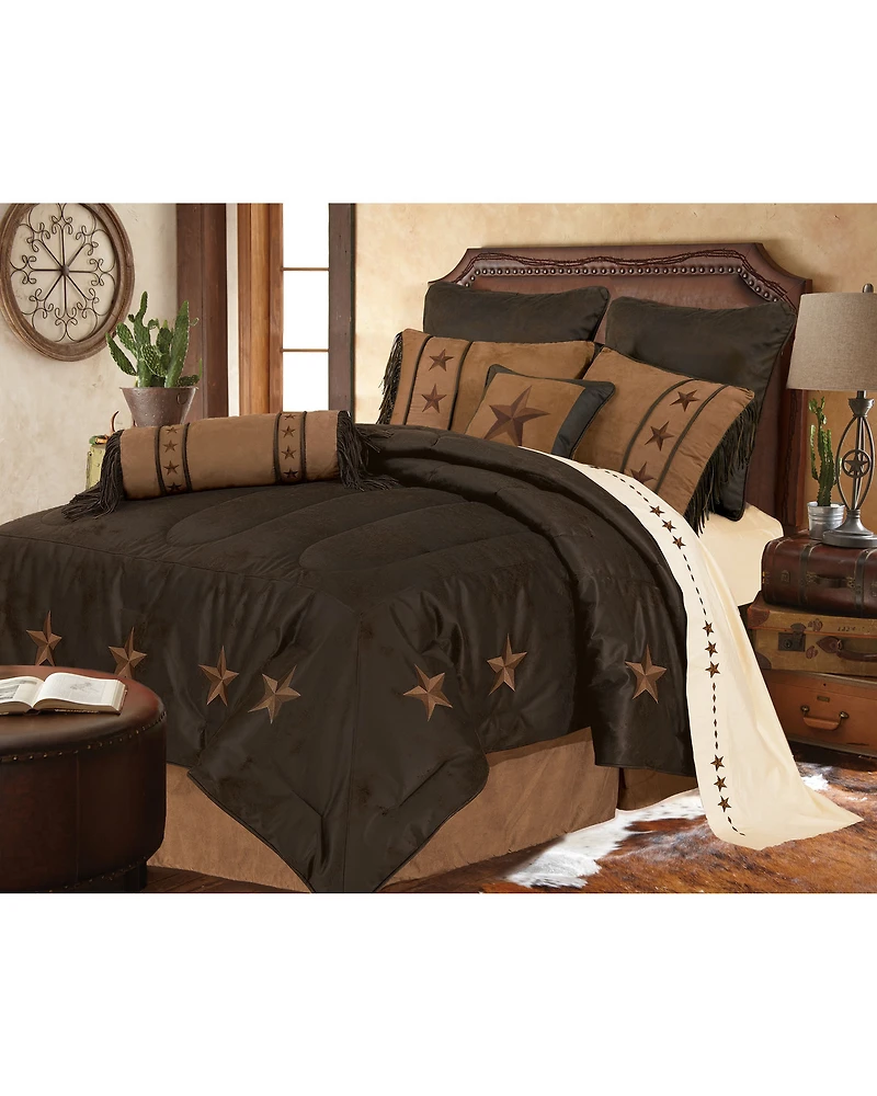 HiEnd Accents Laredo Star Embroidery King Comforter Set - 6 Piece
