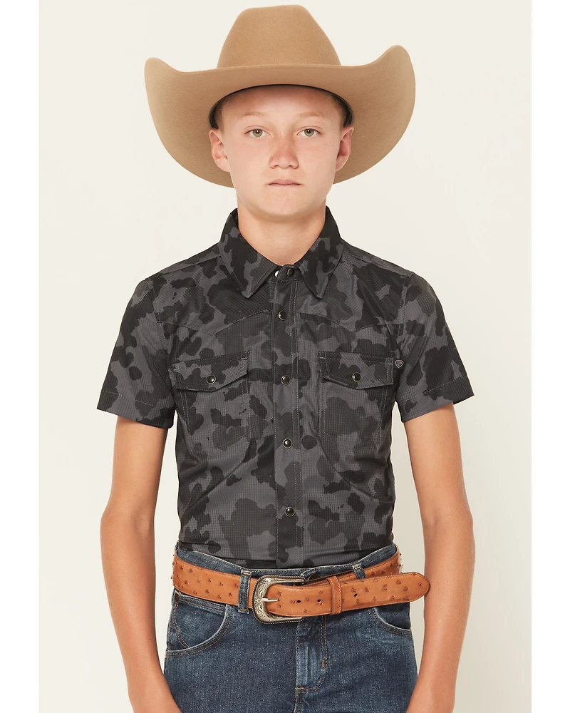 Rock & Roll Denim Boys' TEK Camo Print Short Sleeve Snap Western Shirt