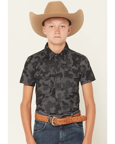 Rock & Roll Denim Boys' TEK Camo Print Short Sleeve Snap Western Shirt