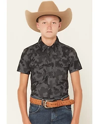 Rock & Roll Denim Boys' TEK Camo Print Short Sleeve Snap Western Shirt
