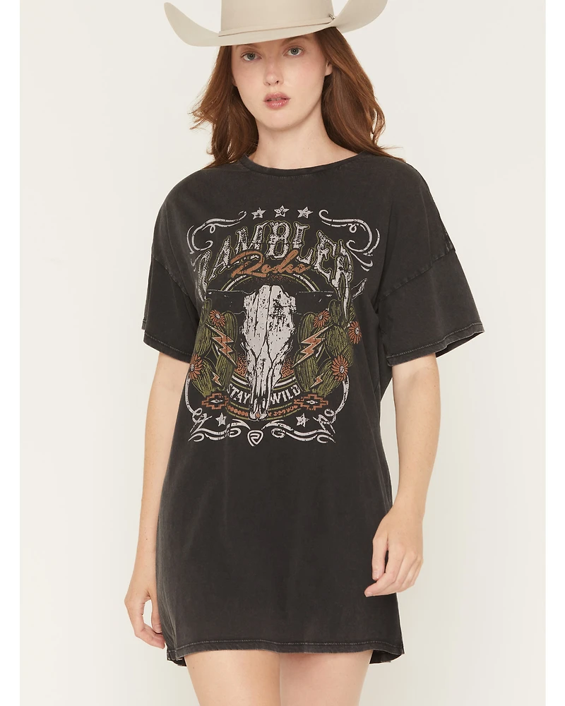 Rock & Roll Denim Women's Boot Barn Exclusive Steer Head Rambler Short Sleeve T-Shirt Dress