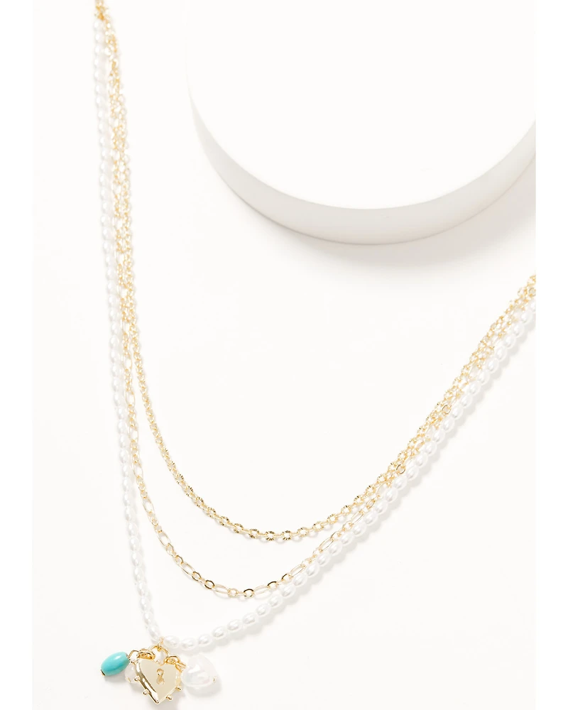Shyanne Women's Pearl Cluster Charm Layered Necklace