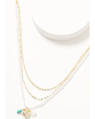 Shyanne Women's Pearl Cluster Charm Layered Necklace