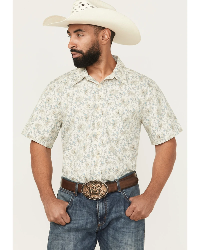 Gibson Trading Co Men's Groovey Floral Print Short Sleeve Button-Down Western Shirt