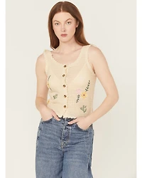 Rock & Roll Denim Women's Crochet Floral Tank