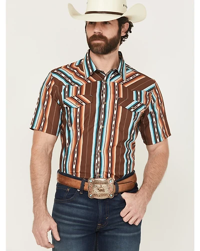 RANK 45® Men's Sierra Peak Striped Short Sleeve Snap Performance Western Shirt
