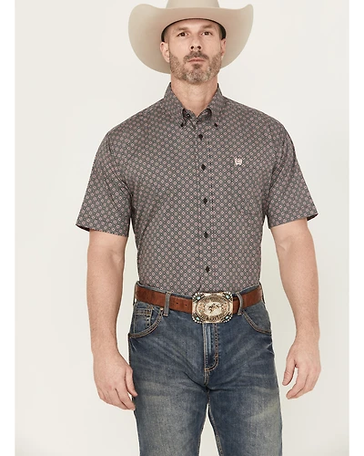 Cinch Men's Geo Print Short Sleeve Button-Down Stretch Western Shirt