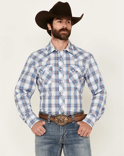 Wrangler Retro Men's Plaid Print Long Sleeve Snap Western Shirt