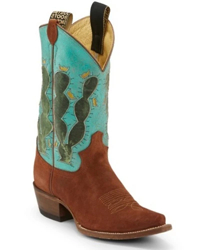 Justin Women's Pearce'd Tobacco Western Boots - Snip Toe