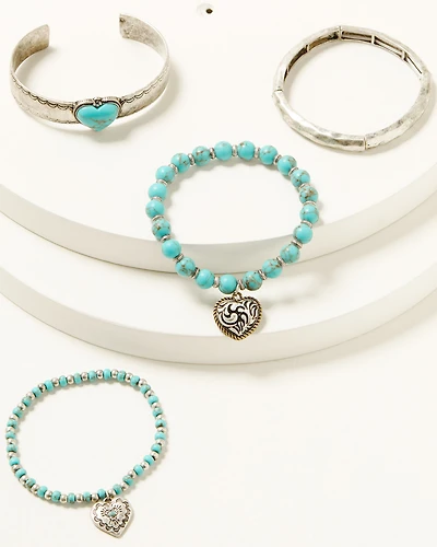 Shyanne Women's Rodeo Sunset Heart Charm Bracelet Set - 4 Piece
