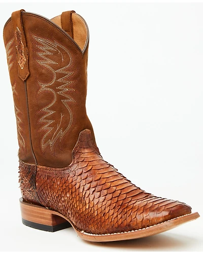 Cody James Men's Brandy Exotic Python Western Boots - Broad Square Toe
