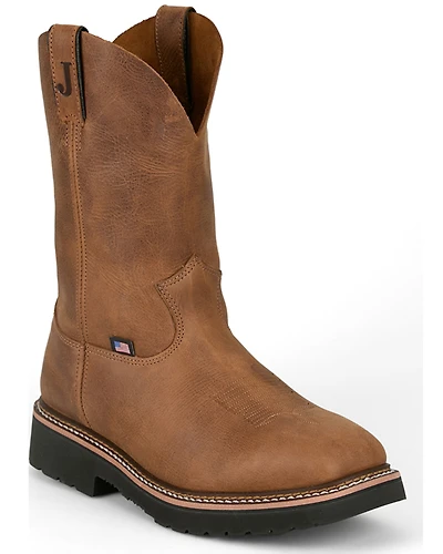 Justin Men's 8" Ames Pull-On Work Boots - Steel Toe