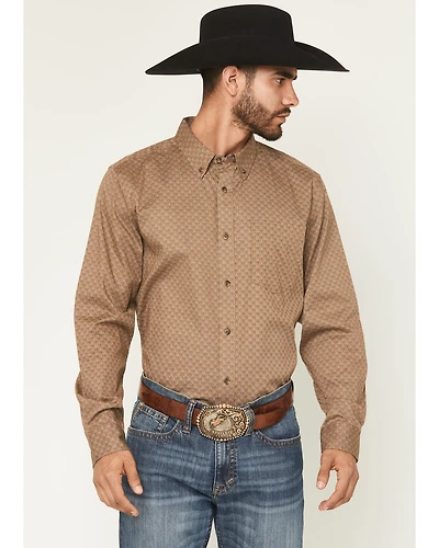 Cody James Men's Big Deal Geo Print Long Sleeve Button-Down Stretch Western Shirt
