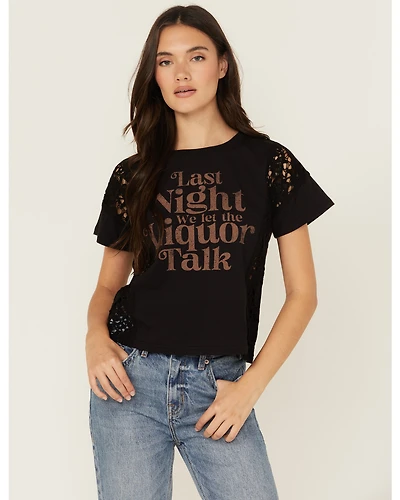 Shyanne Women's Last Night Lace Short Sleeve Cropped Graphic Tee